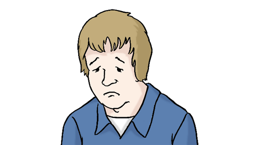 Gezeichnetes Bild: trauriger Mann