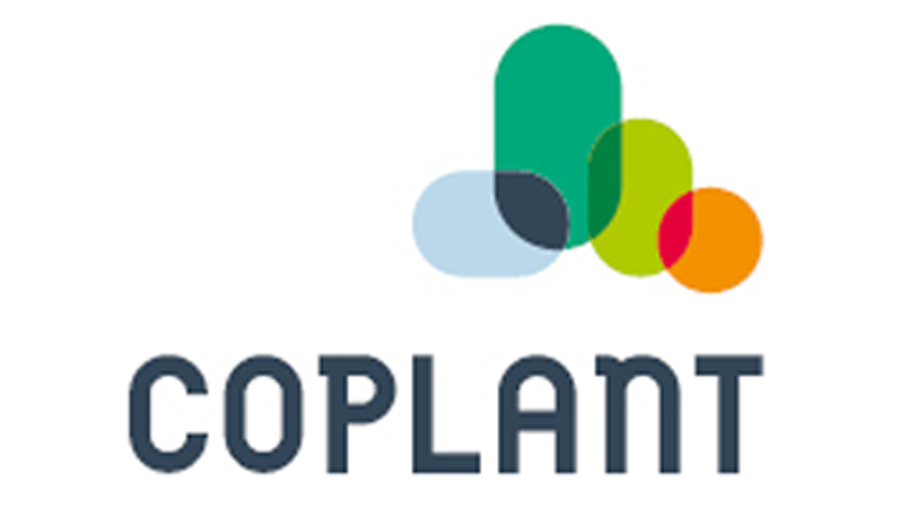 Schriftzug COPLANT, darüber verschiedene runde Formen (hellblau, grün, hellgrün, orange)