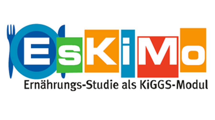 Schriftzug EsKiMo in bunten Buchstaben, darunter Ernährungs-Studie als KiGGS-Modul