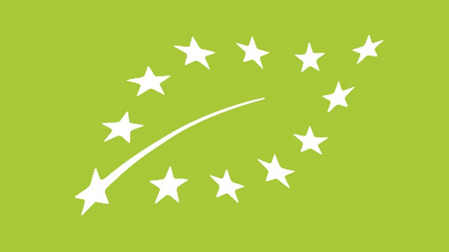 Das EU-Öko-Logo in Farbe (grün).
