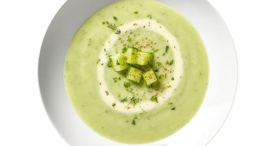 1 Teller Zucchinisuppe.