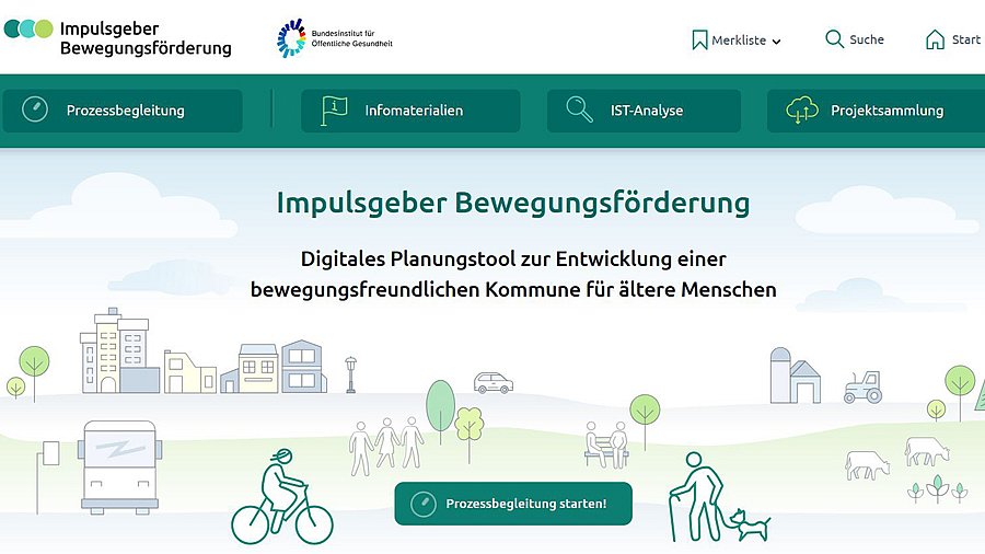 Screenshot der Startseite 