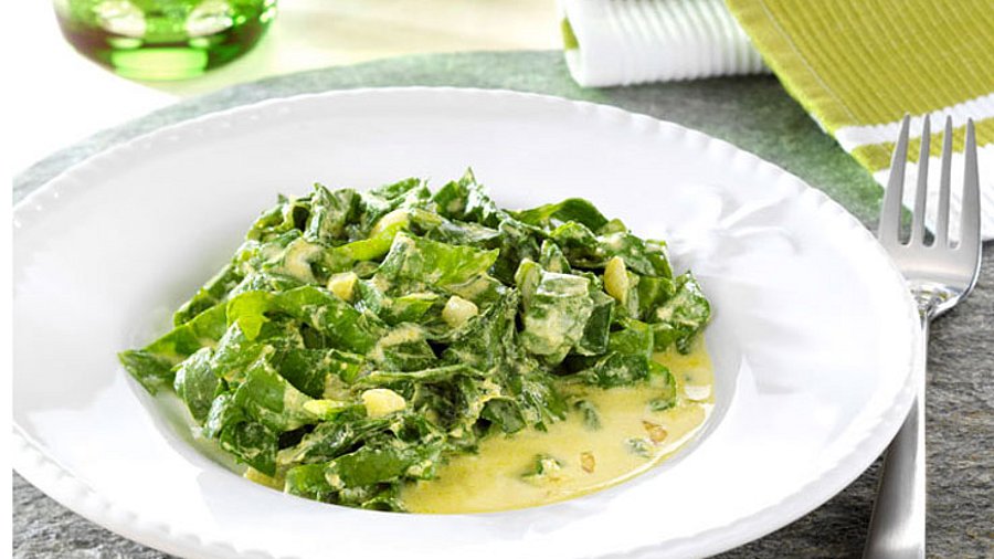 1 Teller warmer Spinatsalat.