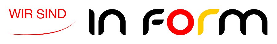 Logo IN FORM mit Schriftzug "Wir sind" davor gestellt.